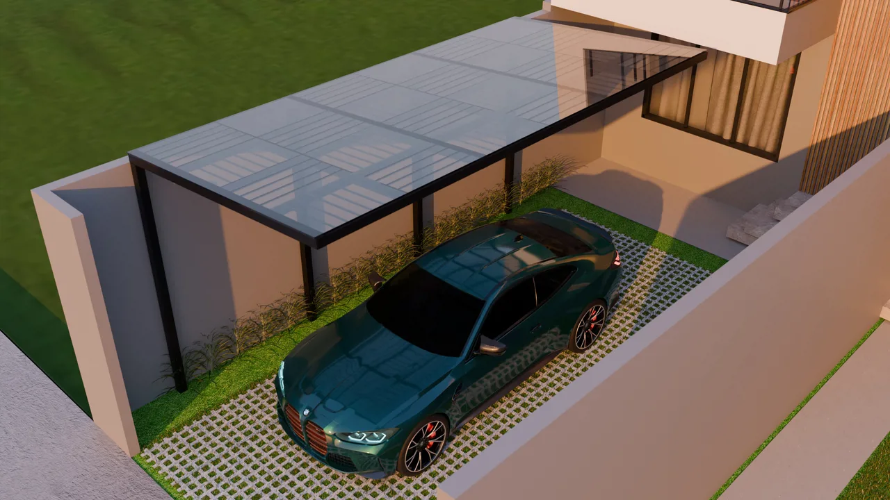 Garagem suspensa de ferro.

Sem colunas no meio do quintal, você aproveita melhor o espaço e mantém tudo mais livre e organizado. 

Estrutura feita sob medida para o seu espaço.

